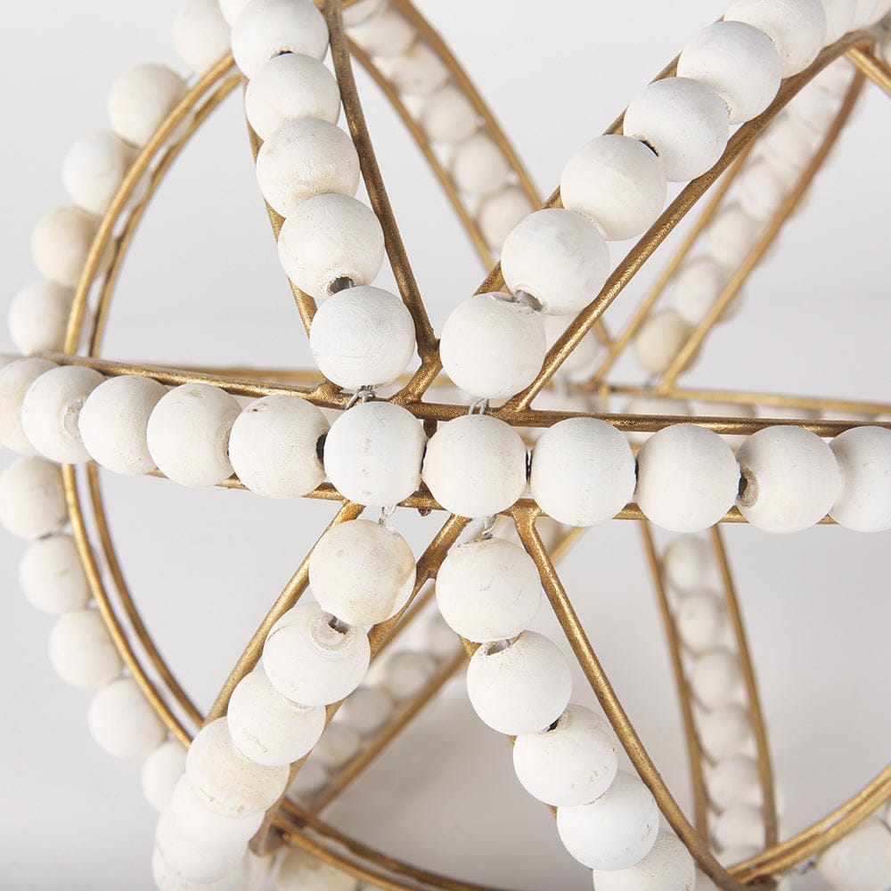 Mercana - Espanlade II Large 11L x 11W White Wooden Beaded Orb - 68677 view 5