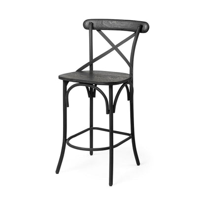 Mercana - Etienne 26.25" Seat Height Black Wood Seat Black Metal Base Stool - 68512_CLOSEOUT view 1