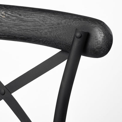 Mercana - Etienne 26.25" Seat Height Black Wood Seat Black Metal Base Stool - 68512_CLOSEOUT view 2