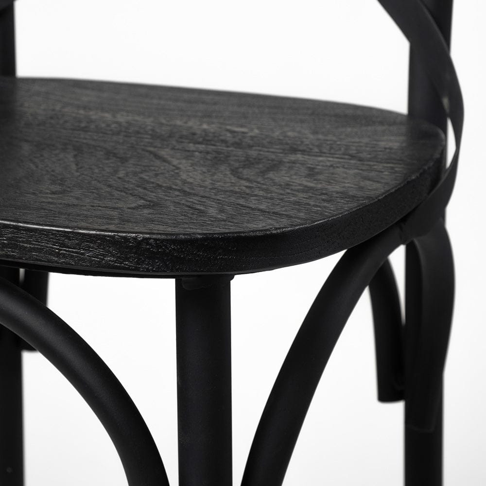 Mercana - Etienne 26.25" Seat Height Black Wood Seat Black Metal Base Stool - 68512_CLOSEOUT view 4