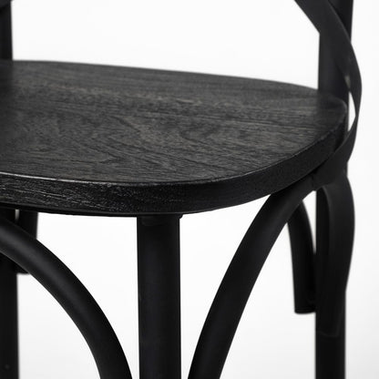 Mercana - Etienne 26.25" Seat Height Black Wood Seat Black Metal Base Stool - 68512_CLOSEOUT view 4