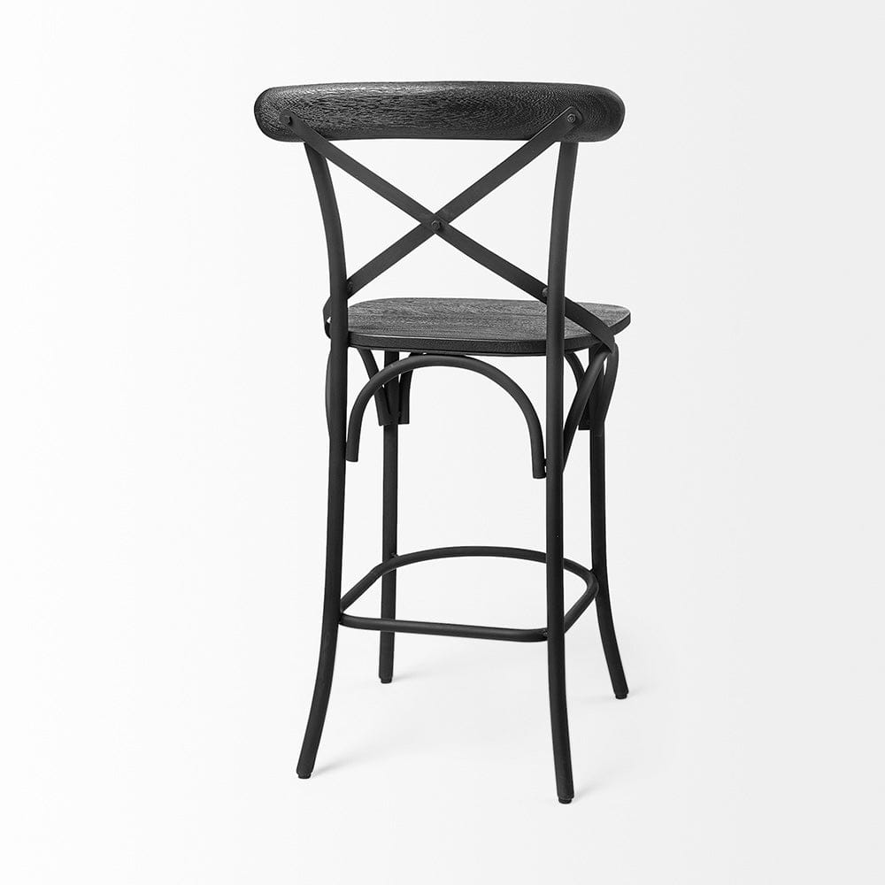 Mercana - Etienne 26.25" Seat Height Black Wood Seat Black Metal Base Stool - 68512_CLOSEOUT view 9