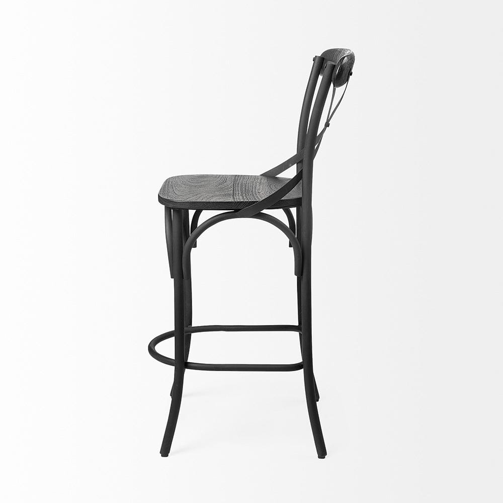 Mercana - Etienne 26.25" Seat Height Black Wood Seat Black Metal Base Stool - 68512_CLOSEOUT view 10