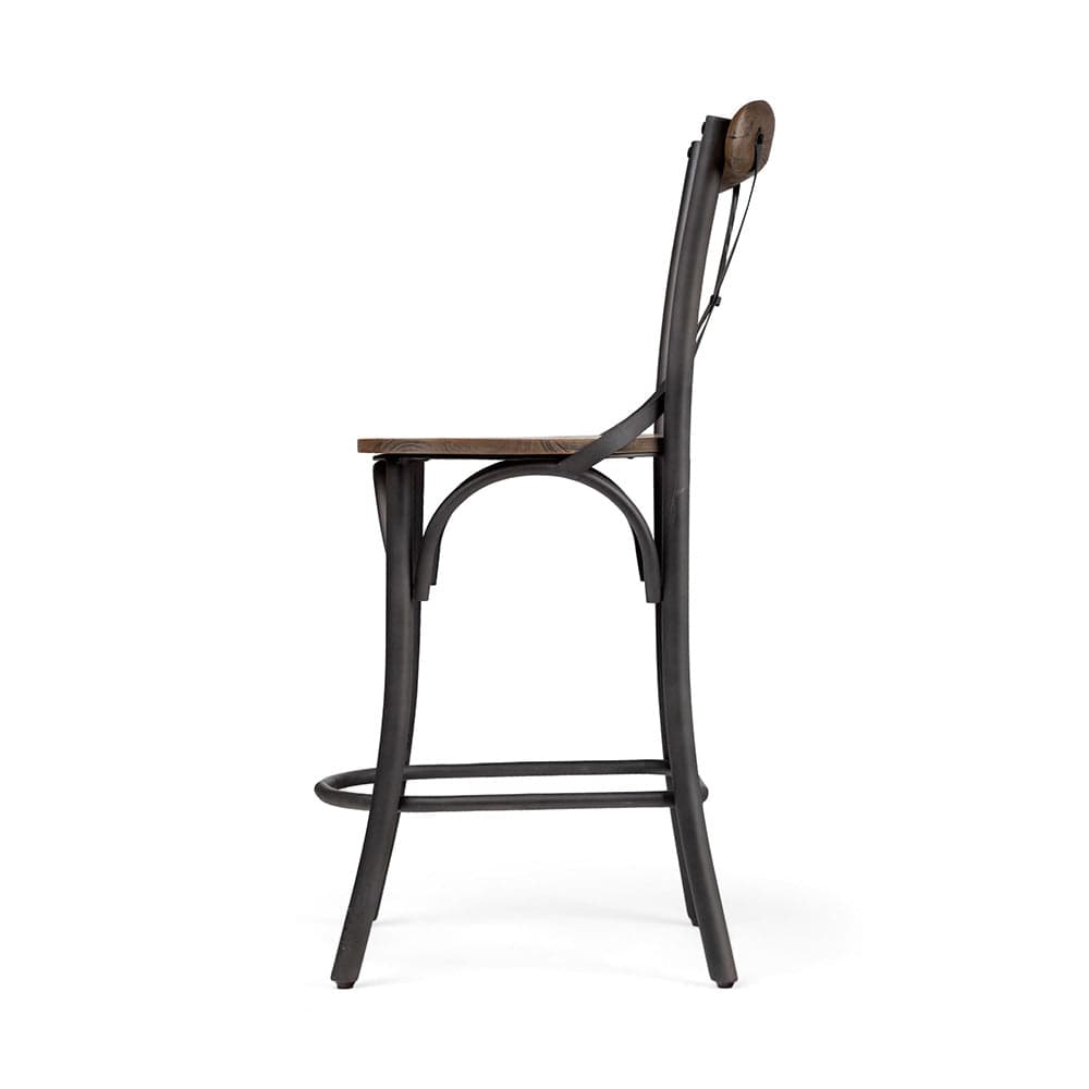 Mercana - Etienne 26.25" Seat Height Brown Wood Seat Black Metal Base Stool - 67150_CLOSEOUT view 3