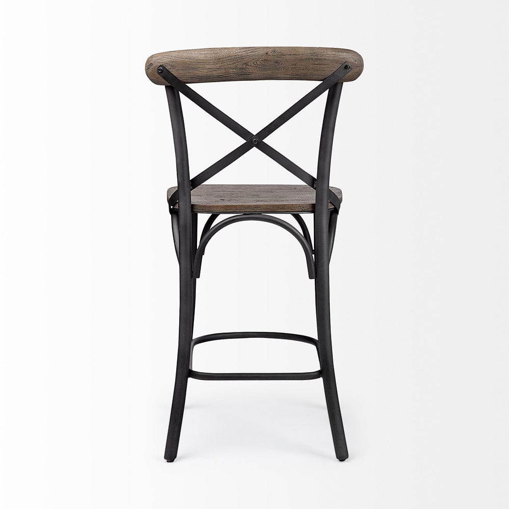 Mercana - Etienne 26.25" Seat Height Brown Wood Seat Black Metal Base Stool - 67150_CLOSEOUT view 6