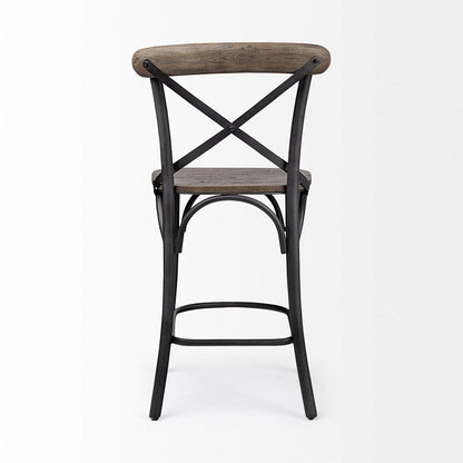 Mercana - Etienne 26.25" Seat Height Brown Wood Seat Black Metal Base Stool - 67150_CLOSEOUT view 6