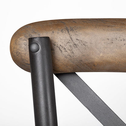 Mercana - Etienne 26.25" Seat Height Brown Wood Seat Black Metal Base Stool - 67150_CLOSEOUT view 7
