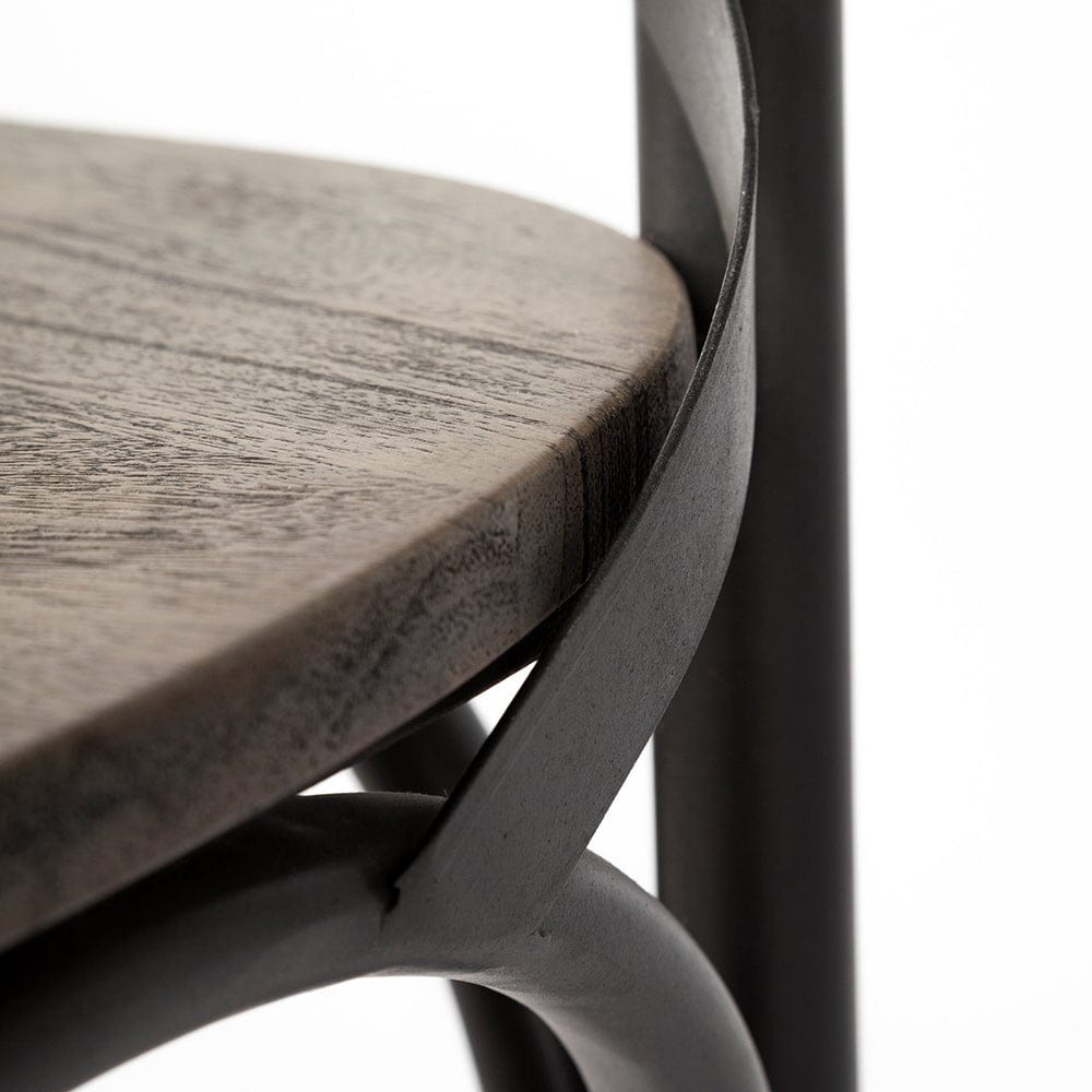 Mercana - Etienne 26.25" Seat Height Brown Wood Seat Black Metal Base Stool - 67150_CLOSEOUT view 10