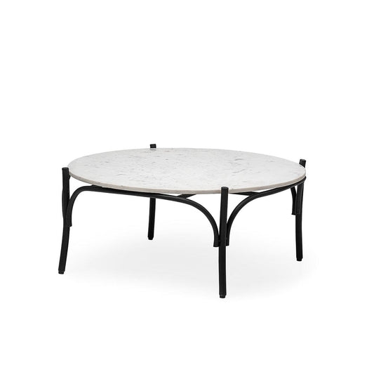 Mercana - Etienne 36" Round White Marble Top Black Metal Base Coffee Table - 68507-AB_CLOSEOUT view 1