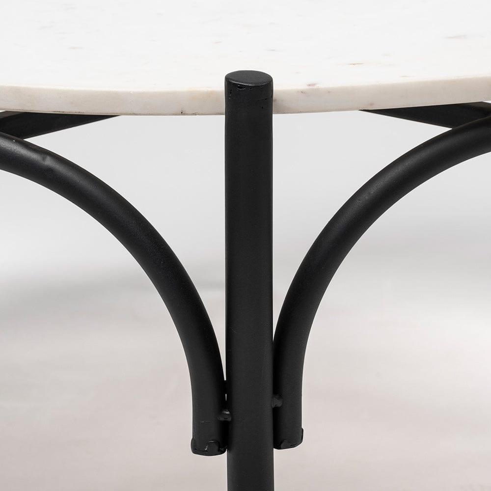 Mercana - Etienne 36" Round White Marble Top Black Metal Base Coffee Table - 68507-AB_CLOSEOUT view 3