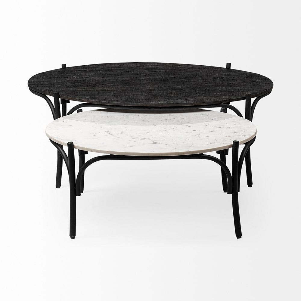 Mercana - Etienne 36" Round White Marble Top Black Metal Base Coffee Table - 68507-AB_CLOSEOUT view 7