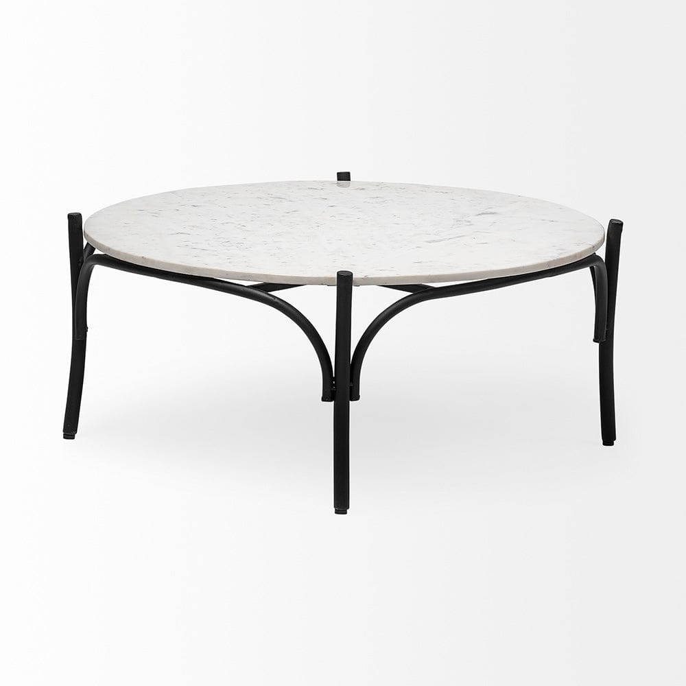 Mercana - Etienne 36" Round White Marble Top Black Metal Base Coffee Table - 68507-AB_CLOSEOUT view 8