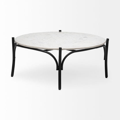 Mercana - Etienne 36" Round White Marble Top Black Metal Base Coffee Table - 68507-AB_CLOSEOUT view 8