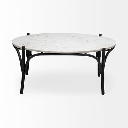 Mercana - Etienne 36" Round White Marble Top Black Metal Base Coffee Table - 68507-AB_CLOSEOUT view 9