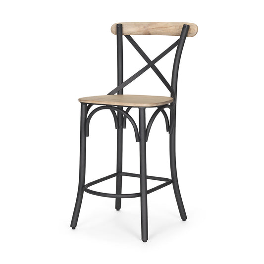 Mercana - Etienne Light Brown Wood w/ Iron Metal Counter Stool - 70589_CLOSEOUT view 1