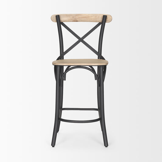 Mercana - Etienne Light Brown Wood w/ Iron Metal Counter Stool - 70589_CLOSEOUT view 2