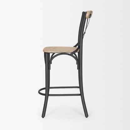 Mercana - Etienne Light Brown Wood w/ Iron Metal Counter Stool - 70589_CLOSEOUT view 3