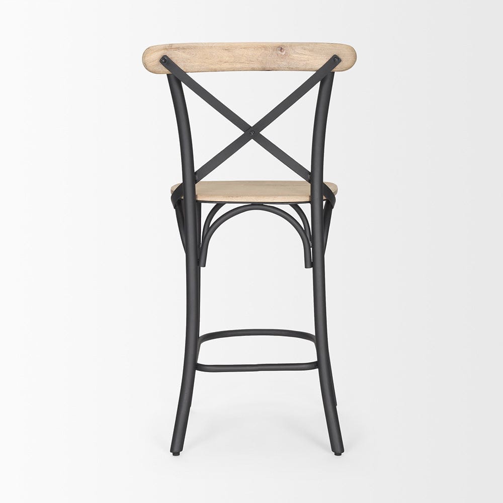 Mercana - Etienne Light Brown Wood w/ Iron Metal Counter Stool - 70589_CLOSEOUT view 4