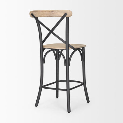 Mercana - Etienne Light Brown Wood w/ Iron Metal Counter Stool - 70589_CLOSEOUT view 5