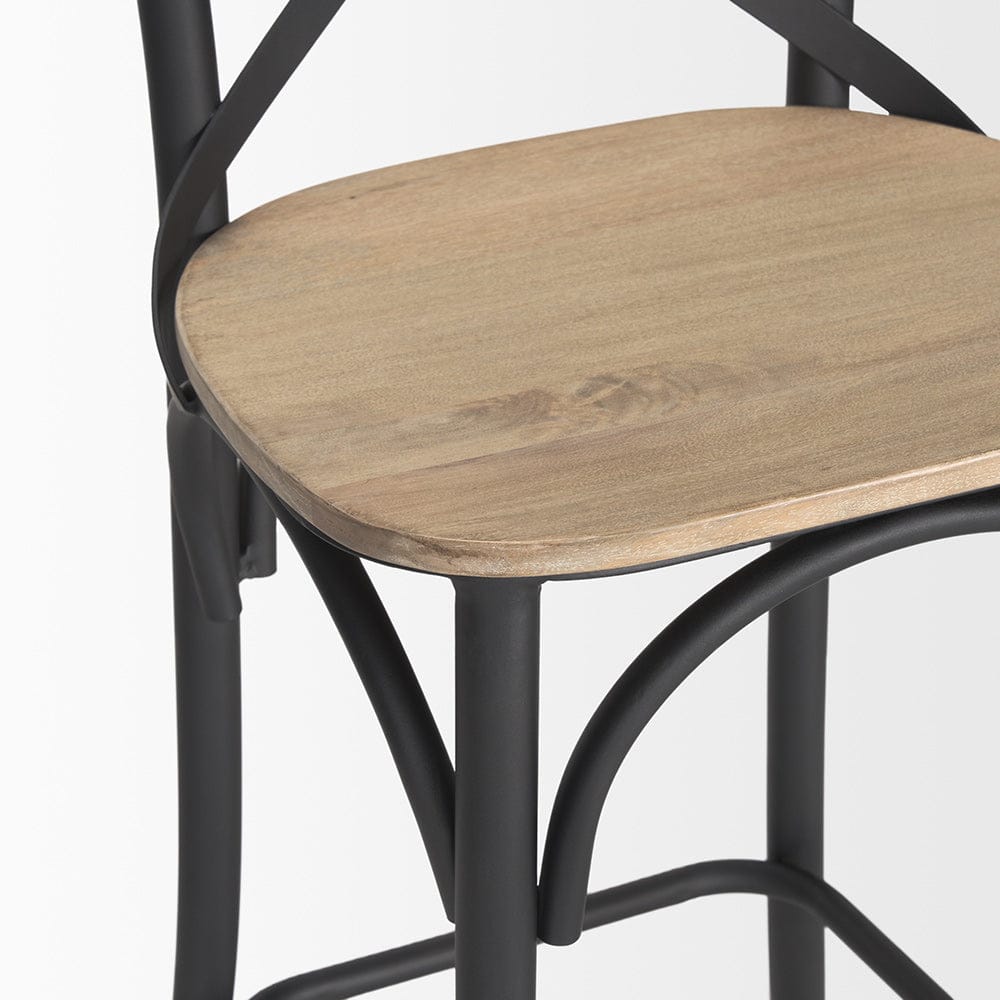 Mercana - Etienne Light Brown Wood w/ Iron Metal Counter Stool - 70589_CLOSEOUT view 9
