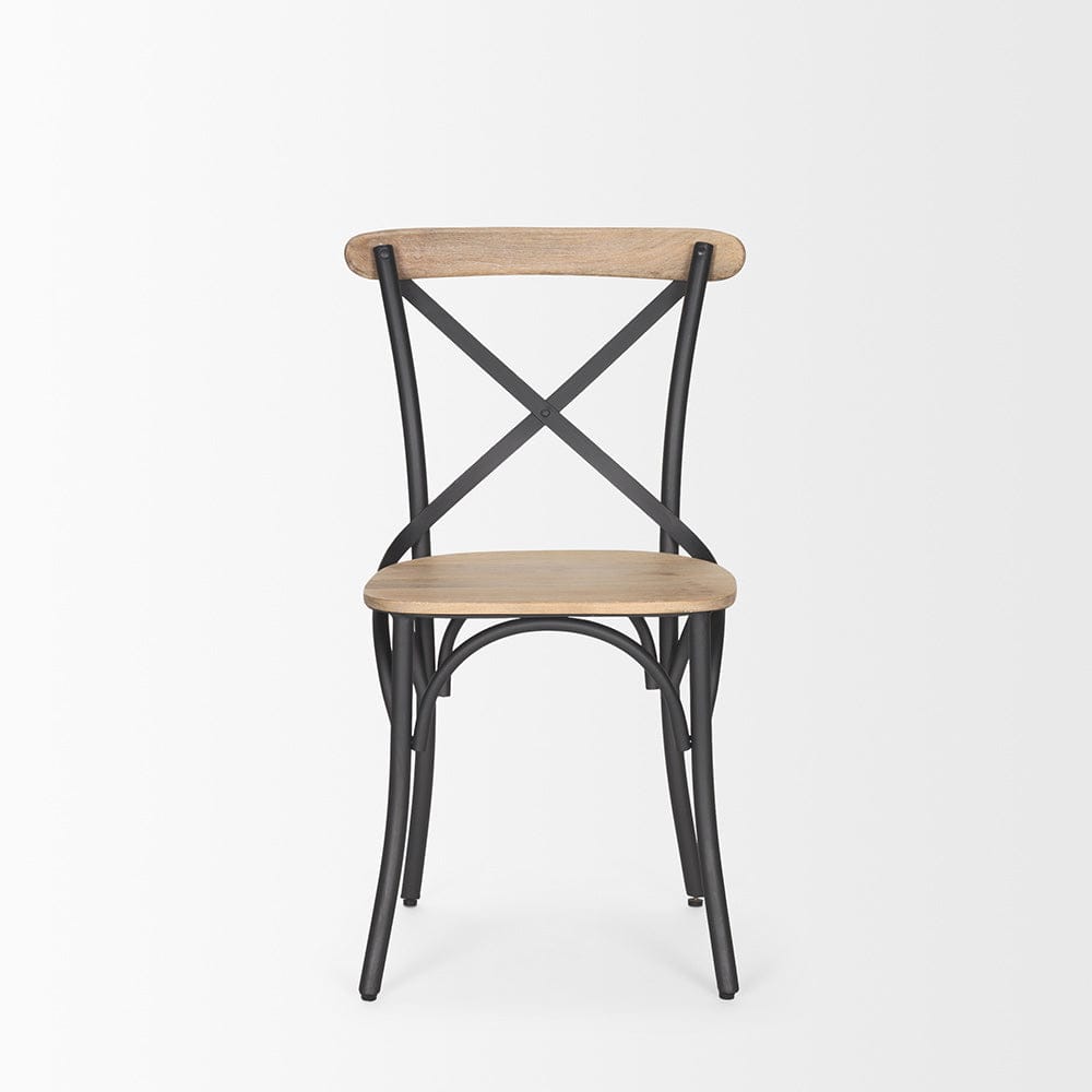 Mercana - Etienne Light Brown Wood w/ Iron Metal Dining Chair (Set of 2) - 70588_CLOSEOUT view 2