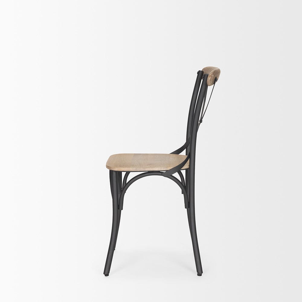 Mercana - Etienne Light Brown Wood w/ Iron Metal Dining Chair (Set of 2) - 70588_CLOSEOUT view 3