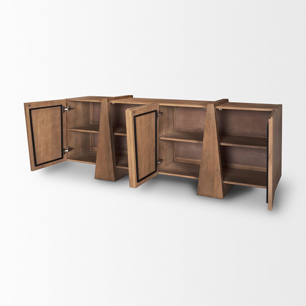 Mercana - Eula Medium Brown Wood 4-Door Sideboard - 70628 view 7