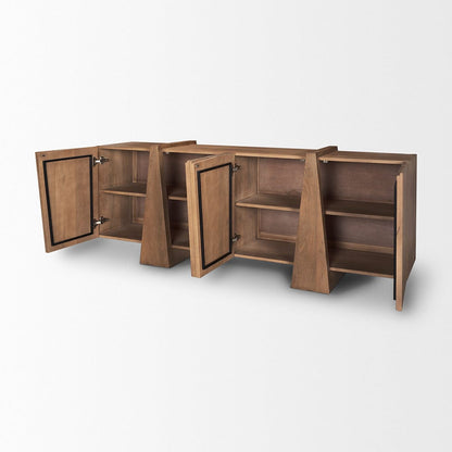 Mercana - Eula Medium Brown Wood 4-Door Sideboard - 70628 view 7
