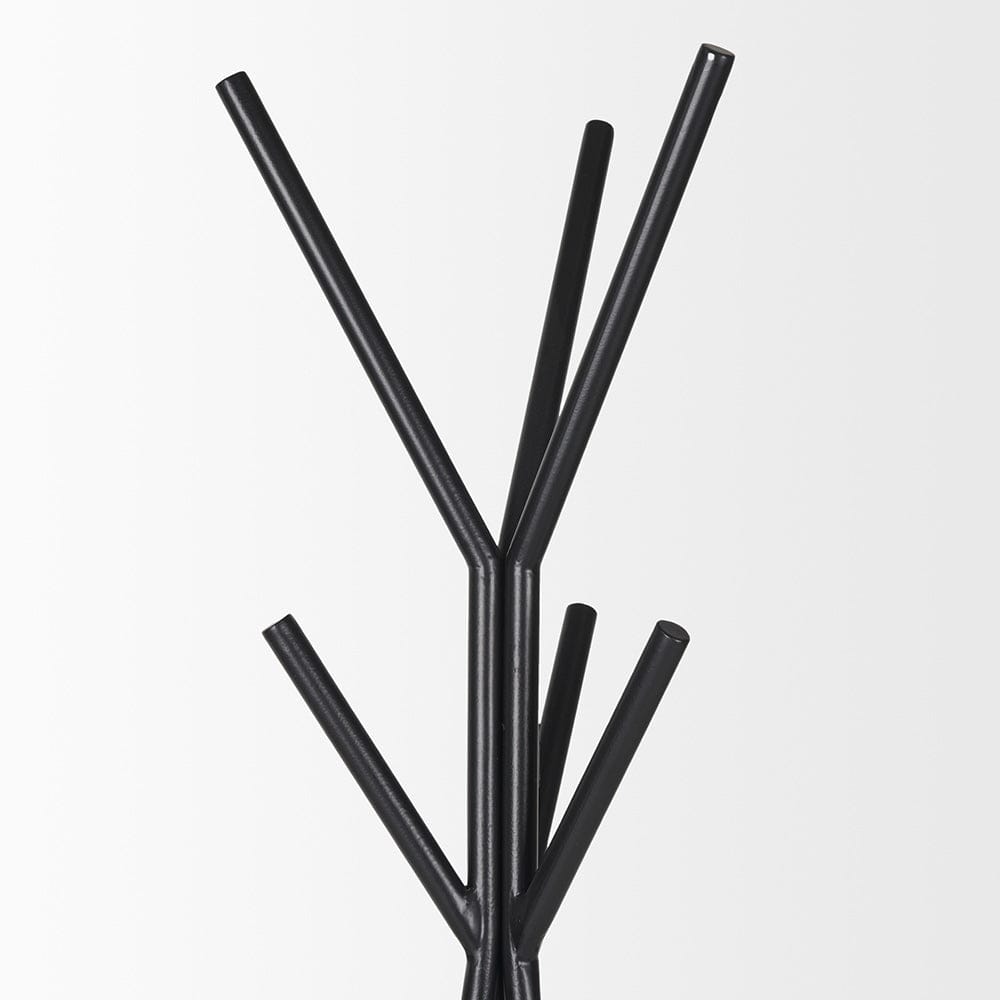 Mercana - Everett Matte Black Metal w/ Two Metal Shelves Coat Rack - 70522 view 4