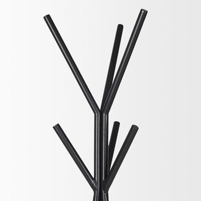 Mercana - Everett Matte Black Metal w/ Two Metal Shelves Coat Rack - 70522 view 4