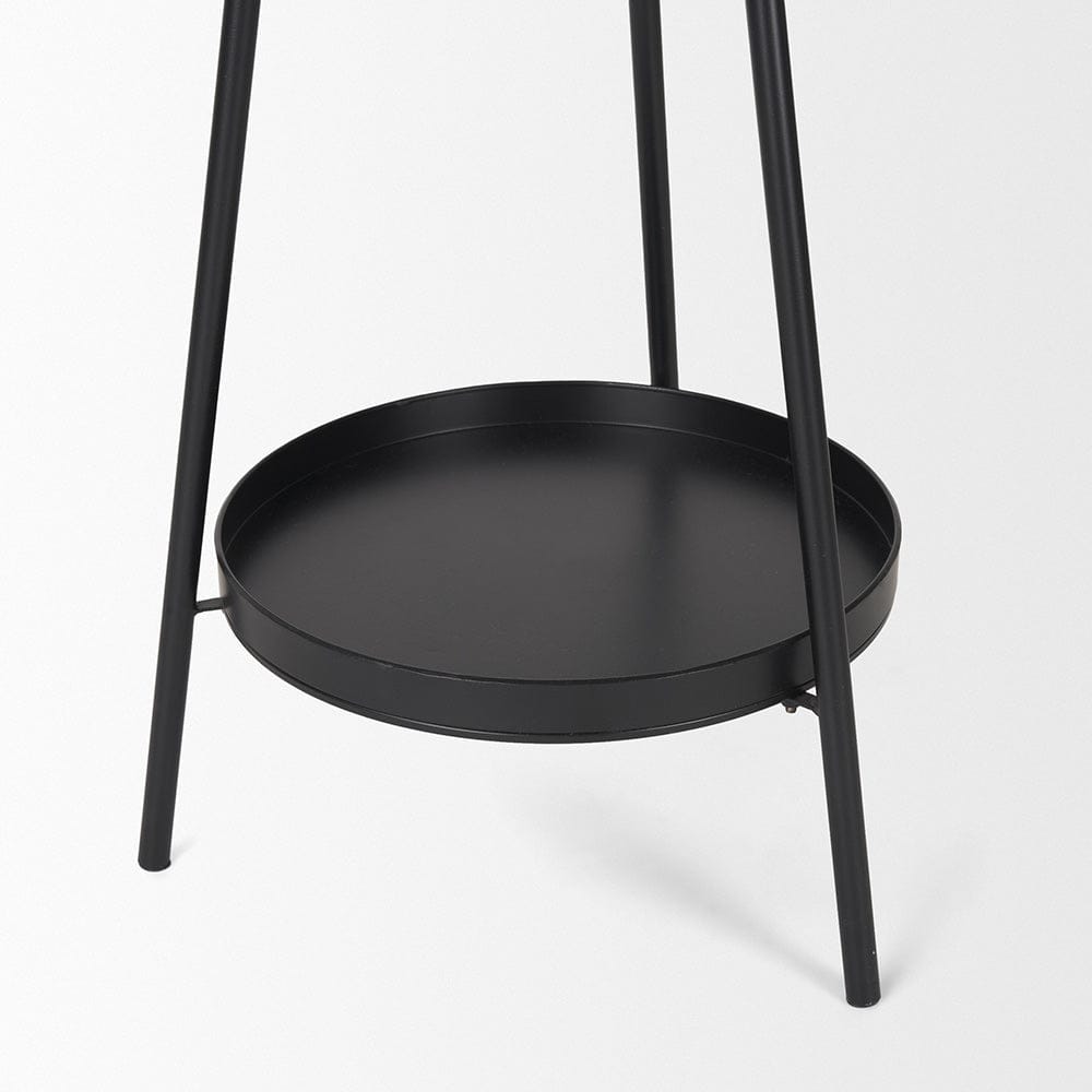 Mercana - Everett Matte Black Metal w/ Two Metal Shelves Coat Rack - 70522 view 6