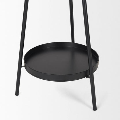 Mercana - Everett Matte Black Metal w/ Two Metal Shelves Coat Rack - 70522 view 6