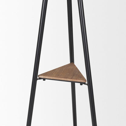 Mercana - Everett Matte Black Metal w/ Two Wood Shelves Coat Rack - 70523 view 5