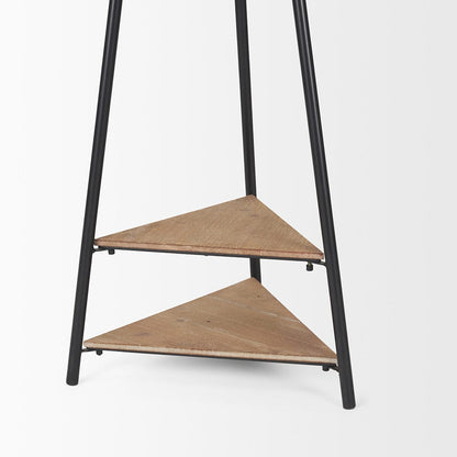 Mercana - Everett Matte Black Metal w/ Two Wood Shelves Coat Rack - 70523 view 6