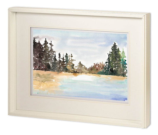 Mercana - Evergreen View by Lora Gold a Hand Embellished Textured Framed Art Print Matted under Glass - 11423 view 1