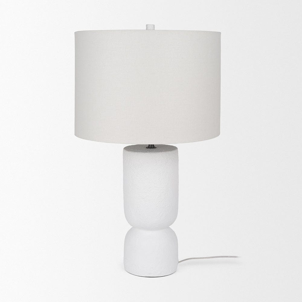 Mercana - Everly 15.0L x 15.0W x 27.5H White Cement W/Beige Shade Table Lamp - 69707 view 3