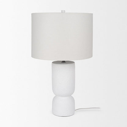 Mercana - Everly 15.0L x 15.0W x 27.5H White Cement W/Beige Shade Table Lamp - 69707 view 3