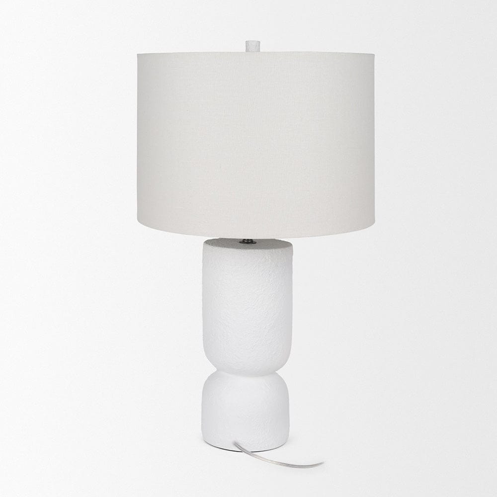 Mercana - Everly 15.0L x 15.0W x 27.5H White Cement W/Beige Shade Table Lamp - 69707 view 4