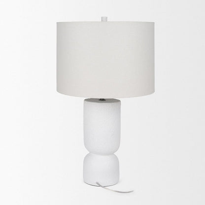 Mercana - Everly 15.0L x 15.0W x 27.5H White Cement W/Beige Shade Table Lamp - 69707 view 4