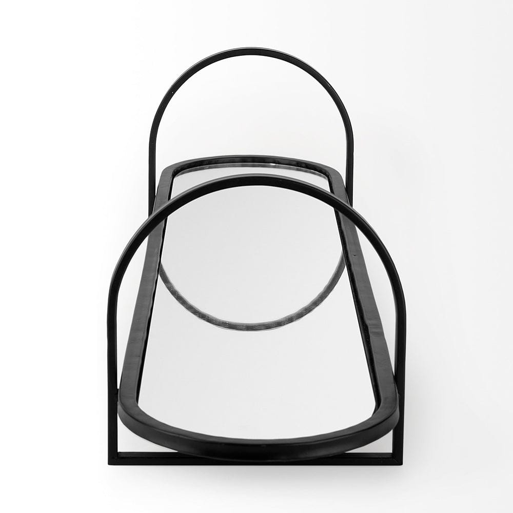 Mercana - Evianna 30L x 7W x 7H Mirrored W/Black Metal Frame Tray - 69336 view 3