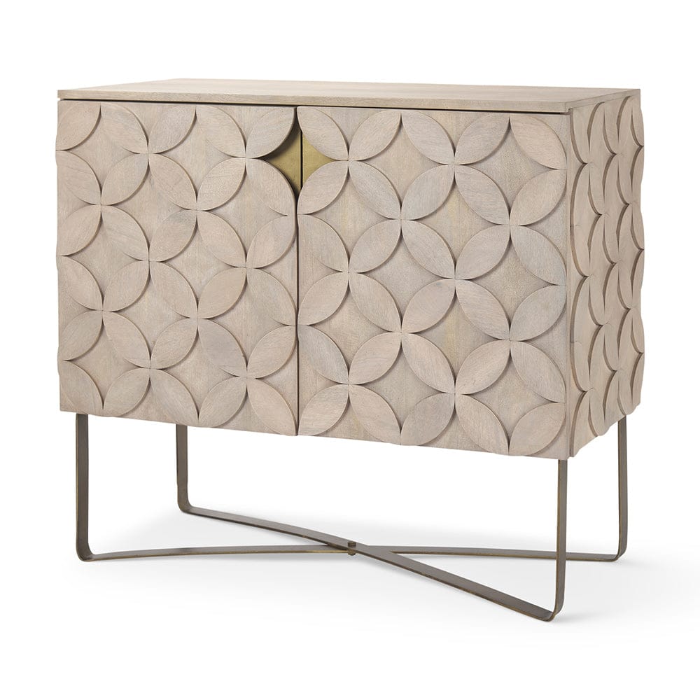 Mercana - Excelsior 36.0L x 18.0W x 32.5H Light Brown Wood Gold Iron Base Accent Cabinet - 69929 view 1
