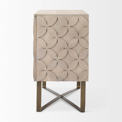 Mercana - Excelsior 36.0L x 18.0W x 32.5H Light Brown Wood Gold Iron Base Accent Cabinet - 69929 view 3