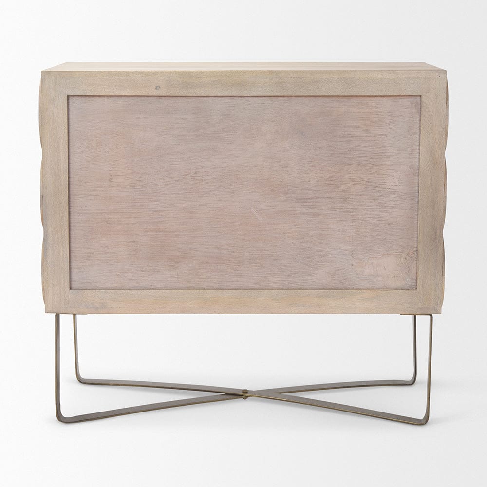 Mercana - Excelsior 36.0L x 18.0W x 32.5H Light Brown Wood Gold Iron Base Accent Cabinet - 69929 view 4