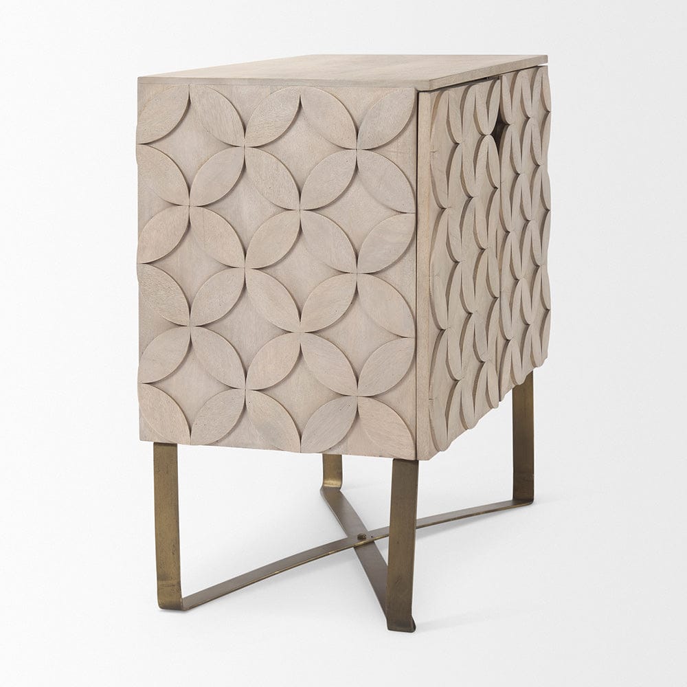 Mercana - Excelsior 36.0L x 18.0W x 32.5H Light Brown Wood Gold Iron Base Accent Cabinet - 69929 view 5