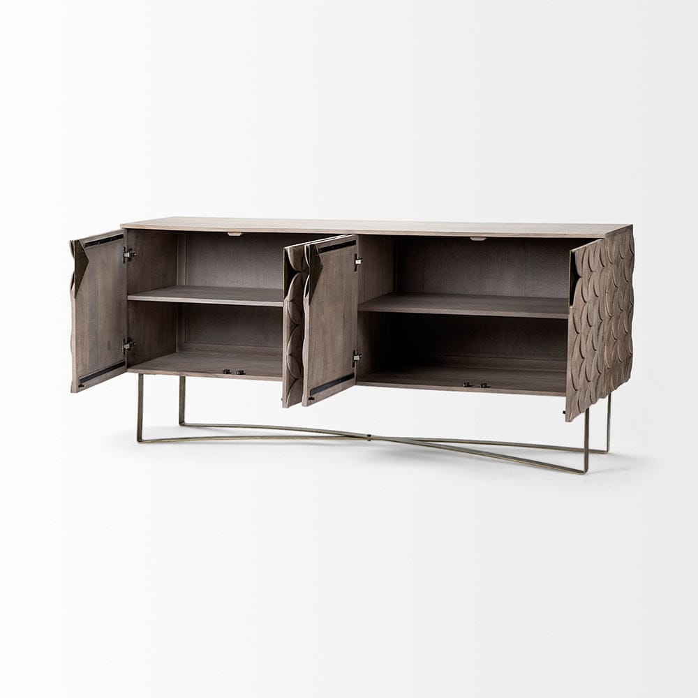 Mercana - Excelsior I 72x18.3 Solid Wood Gold Metal Base 4 Cabinet Door SideBoard - 68222 view 4