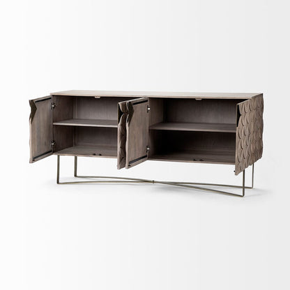 Mercana - Excelsior I 72x18.3 Solid Wood Gold Metal Base 4 Cabinet Door SideBoard - 68222 view 4
