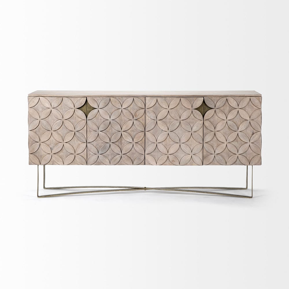 Mercana - Excelsior I 72x18.3 Solid Wood Gold Metal Base 4 Cabinet Door SideBoard - 68222 view 6