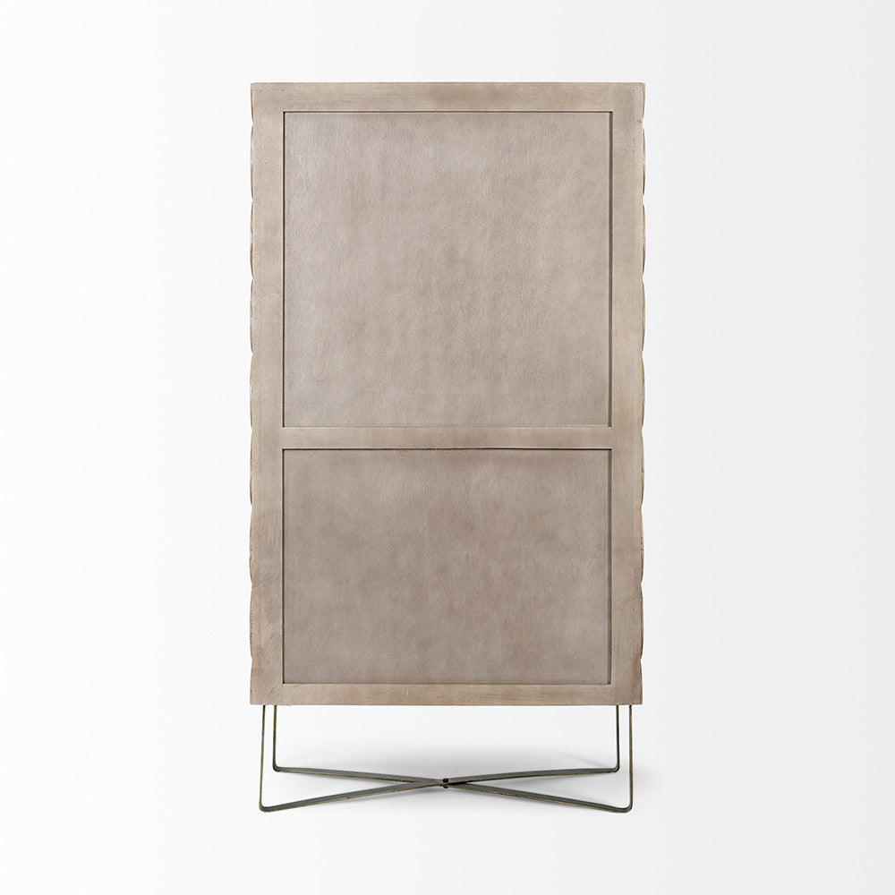 Mercana - Excelsior II 68.1" H Light Brown Wood Gold Iron Base Storage Cabinet - 68476 view 3