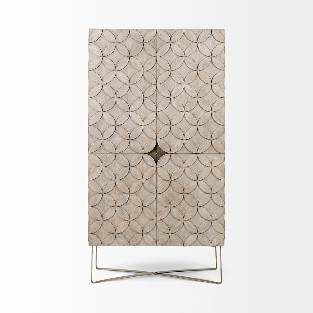 Mercana - Excelsior II 68.1" H Light Brown Wood Gold Iron Base Storage Cabinet - 68476 view 4