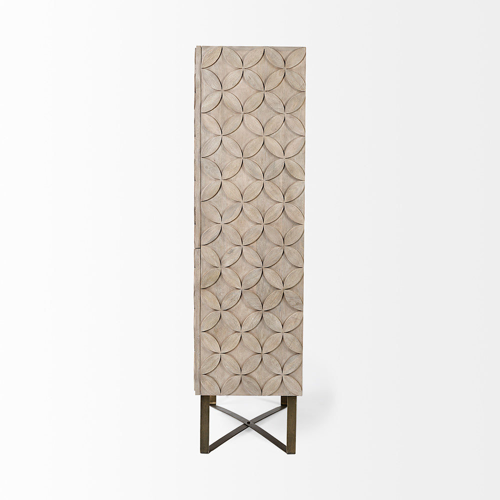 Mercana - Excelsior II 68.1" H Light Brown Wood Gold Iron Base Storage Cabinet - 68476 view 5